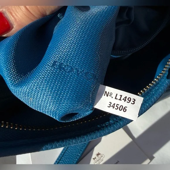 Coach Cobalt Blue Leather Studded Duffel Bucket Bag Gold Studs 2014 34506 - Picture 9 of 12